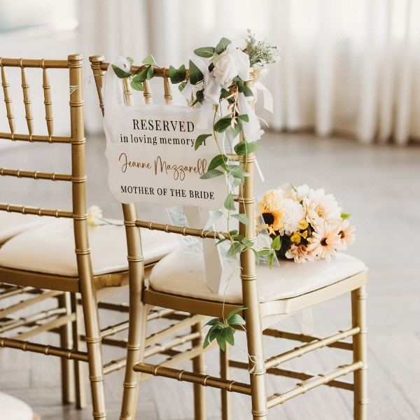 Decorated Ceremony Chairs at Blue Heron Pines