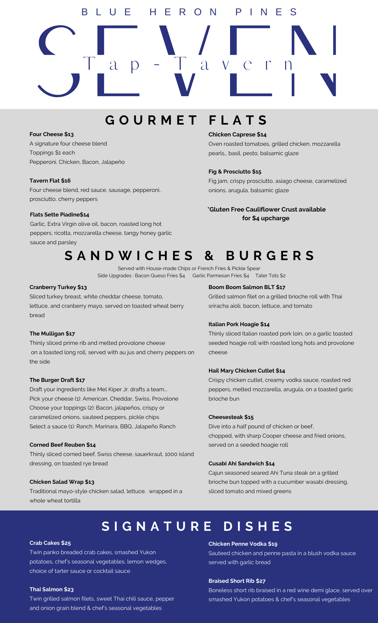 Tavern Menu