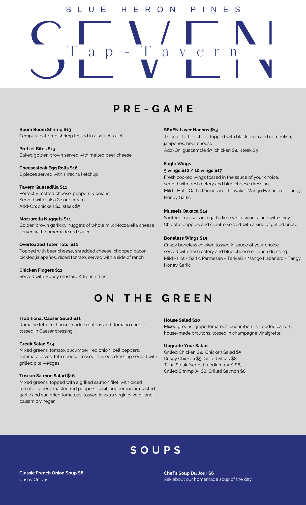 Tavern Menu